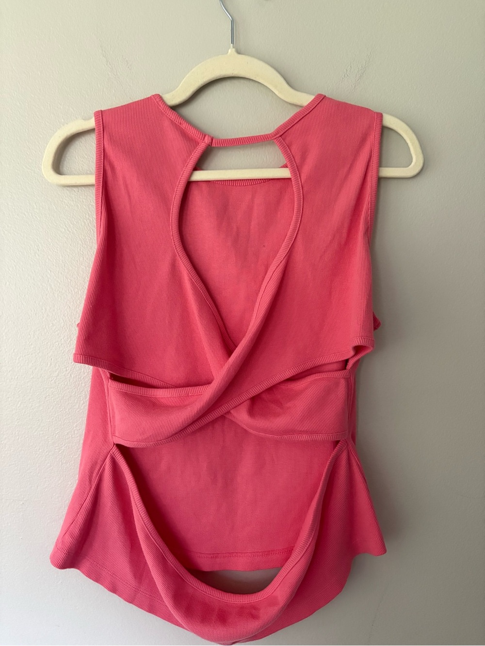 Lascana Women’s Open Back Cutout Crewneck Tank Top Coral Solid Size 12/14 - Picture 7 of 9